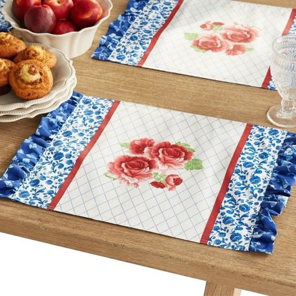 Rare- New with tags - The Pioneer Woman Frontier Rose Floral Placemats, set of 4 - Picture 3 of 6